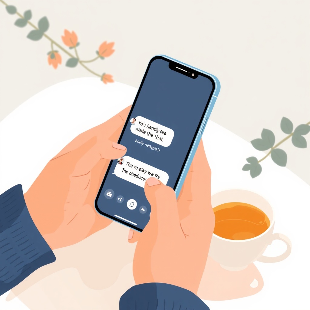 スマホでメッセージを読む手元のイラスト