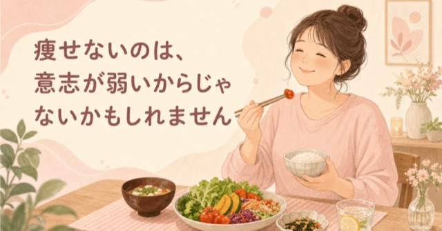 記事サムネイル：痩せないのは、意志が弱いからじゃないかもしれません。