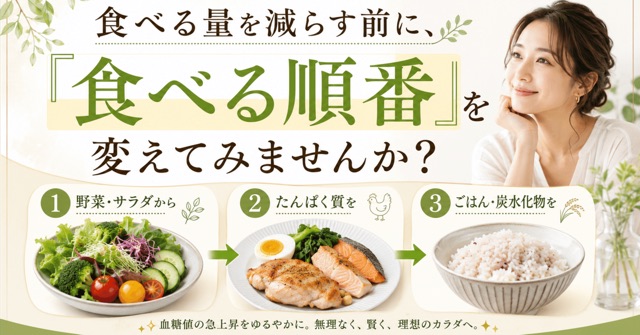 記事サムネイル：食べる量を減らす前に、「食べる順番」を変えてみませんか？